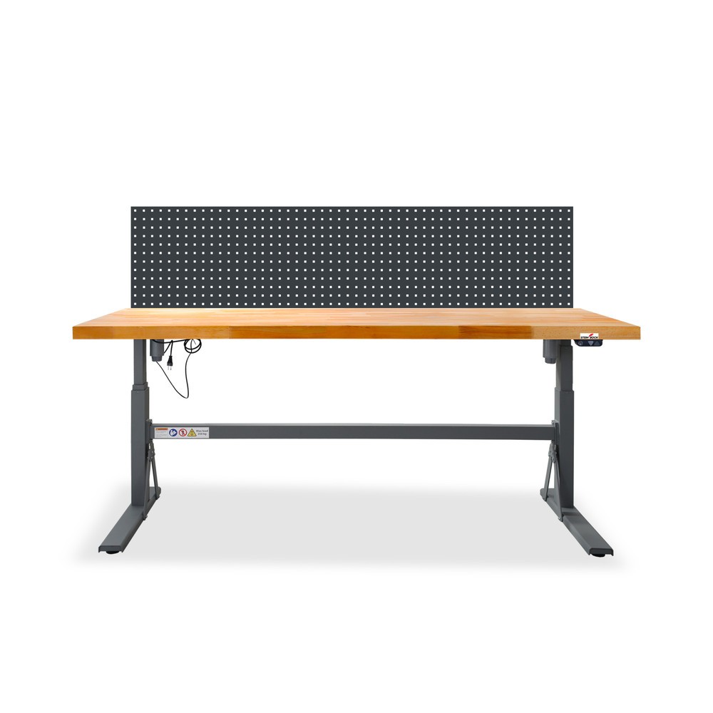 Illustration du produit: Établi électriquement réglable en hauteur e-Adjust Steinbock®, avec panneau perforé, H x l x p 700-1 170 x 2 000 x 750 mm, capacité de charge 350 kg