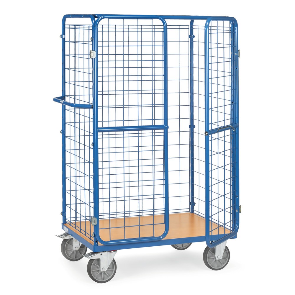 Produktabbildung: fetra® Paketwagen, Tragkraft 600 kg, Ladefläche BxT 1.000 x 700 mm, Höhe 1.800 mm, mit Dach