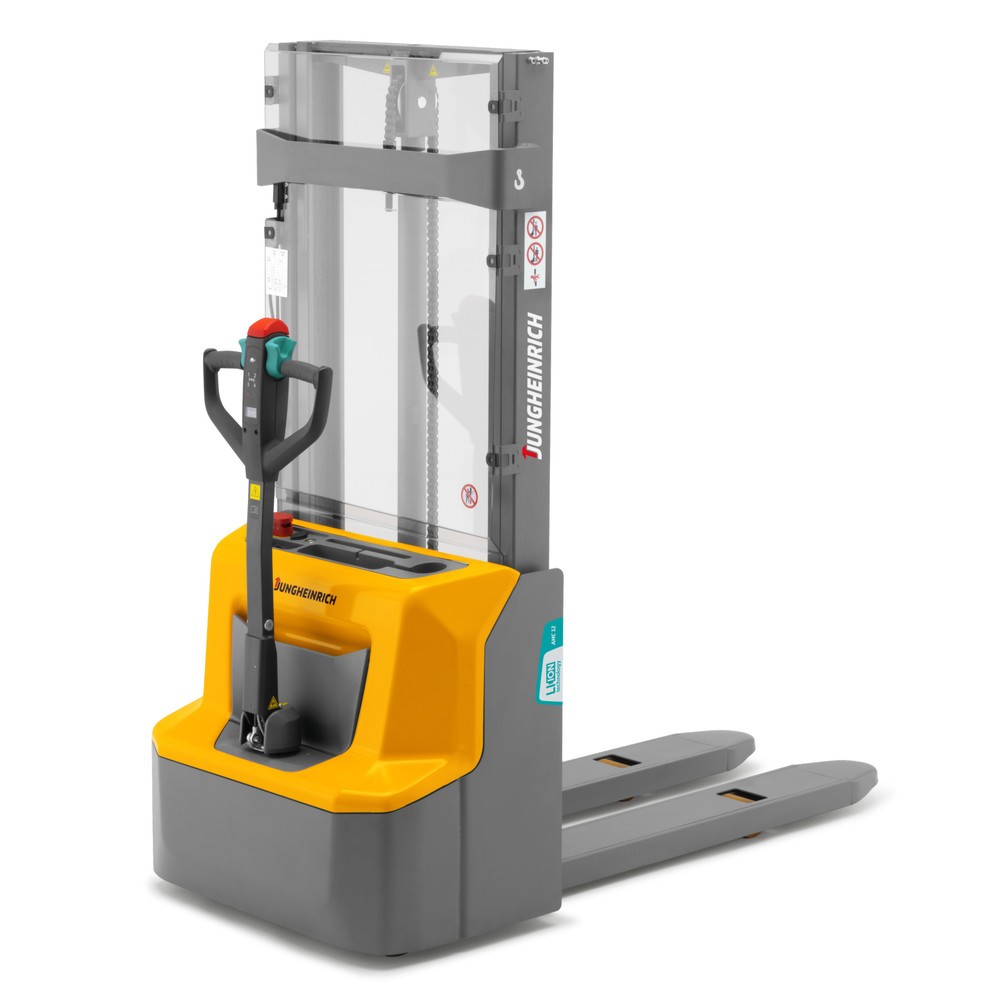 Illustration du produit: Gerbeur électrique Jungheinrich AMC 12, mât télescopique double, hauteur de levée 2 600 mm, capacité de charge 1 200 kg (CH)