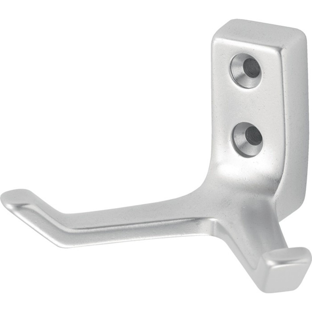 Illustration du produit: HERMETA Mantelhaken 0033, Aluminium silberfarbig eloxiert, zweifach Ausladung 55 mm, Höhe 43 mm