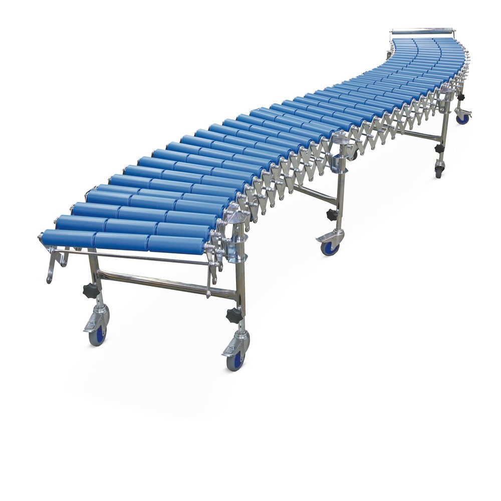 Produktabbildung: Scheren-Rollenbahn, Kunststoffrollen, Ø 50 mm, Bahnlänge 4,0-9,6 m, Bahnbreite 600 mm