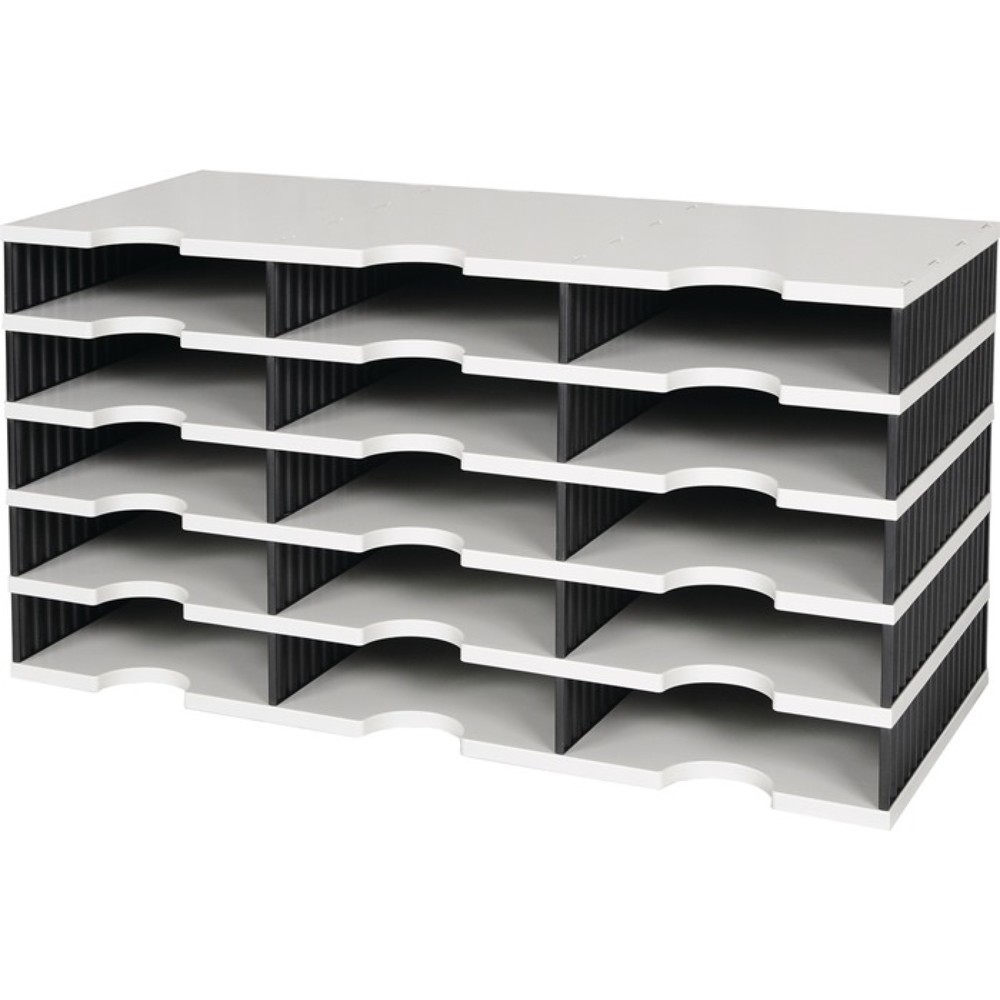 Illustration du produit: styro Sortierablage Trio, H363xB723xT331mm, 15 Fächer, Polystyrol grau/schwarz